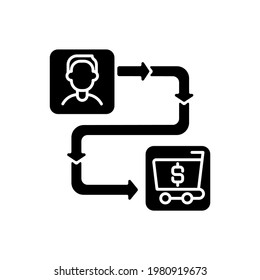 Customer Journey Map Black Glyph Icon. Consumer Responses During All Stages Of Consumption Processes. Customer Experience. Silhouette Symbol On White Space. Vector Isolated Illustration