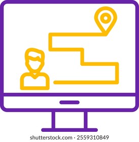 Customer Journey Map Line Two Color Vector Icon Design