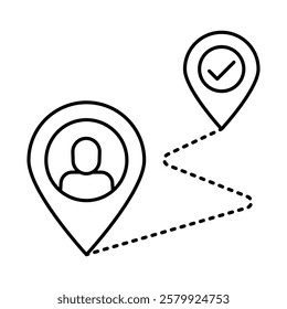 Customer Journey – Map with Location Mark Representing Path to Purchase