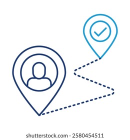 Customer Journey – Map with Pins Icon Representing Path of Consumer Interaction and Engagement with a Brand’s Services
