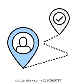 Customer Journey – Map with Pins Icon Representing Path of Consumer Interaction and Engagement with a Brand’s Services