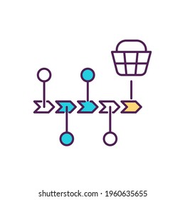 Customer Journey Mapping RGB Color Icon. Consumers Interactions With Brand Map Creation. Customer Perspective. Experience With Company Products Visual Representation. Isolated Vector Illustration