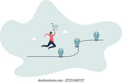 Customer journey, process or milestone for customer to experience until purchase product,life and employment of people.