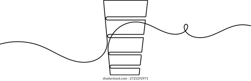 Viagem ao cliente ícone do processo de funil de vendas contínua um desenho de linha no fundo branco símbolo de estratégia de marketing mínimo esboço ilustração vetorial