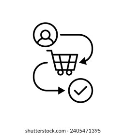 Customer journey vector icon. Consumer funnel vector illustration in black and white color