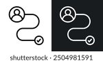 Customer journey vector icon set black and white filled and outlined style.