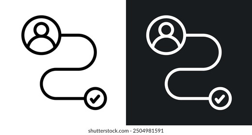 Customer journey vector icon set black and white filled and outlined style.