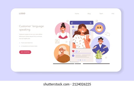 Customer' language speaking. Social media content manager guidance. How create visual content. Digital promotion technology. Flat vector illustration
