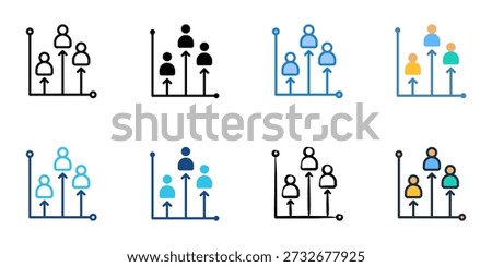 Customer lifetime value icons set multiple style collection. Editable stroke 
