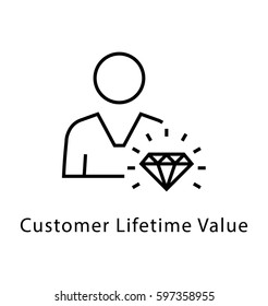 Customer Lifetime Value Vector Line Icon 