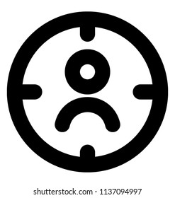 A customer like body inside a circular focal point, shaping icon for target customer
