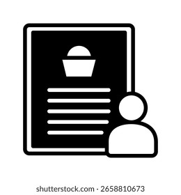 Glifo de la lista de Clientes, mini icono de ilustración. uso para concepto moderno, impresión, interfaz de usuario, kit de UX, Web y desarrollo de App. Vector relacionado con el comercio, el comercio minorista, el marketing y las compras.