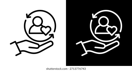 Icono de lealtad Cliente de línea estilo blanco y negro