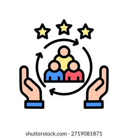 Ilustración vectorial de color lineal de icono de lealtad Cliente
