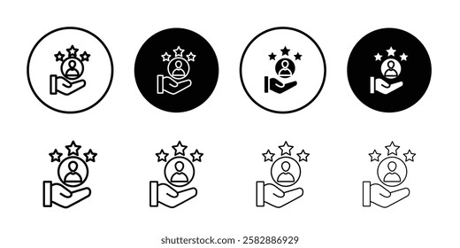 Customer loyalty icon Outline thin set pack series