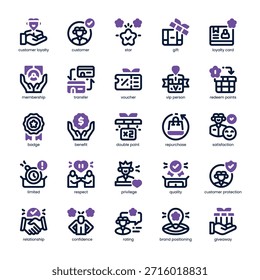Cliente Loyalty Icon pack para tu Sitio web, móvil, presentación y diseño de logo. Icono de lealtad Cliente con diseño de doble tono. Ilustración gráfica de Vector y trazo editable.