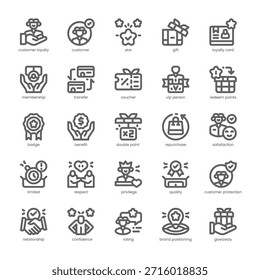Cliente Loyalty Icon pack para tu Sitio web, móvil, presentación y diseño de logo. Diseño de contorno de icono de lealtad Cliente. Ilustración gráfica de Vector y trazo editable.