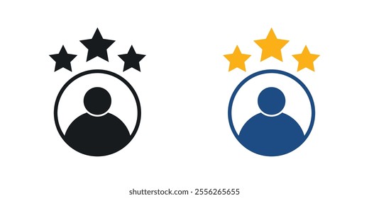 Customer loyalty icon set in black and colored versions.