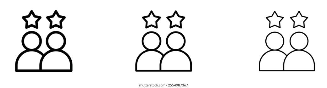 Customer loyalty icons in tree different stroke sizes