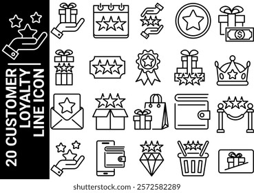 customer loyalty line icon, black and white