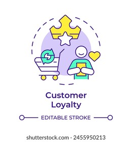 Kunde-Loyalität Multi-Color-Konzept-Symbol. Wirtschaftlichkeit, Vertriebsmanagement. Darstellung der runden Formlinie. Abstrakte Idee. Grafikdesign. Einfache Verwendung in Infografik, Präsentation