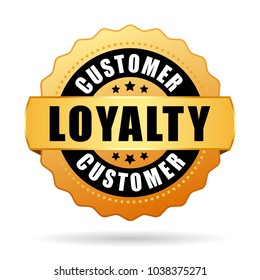 Customer Loyalty Program Gold Vector Icon Isolated On White Background