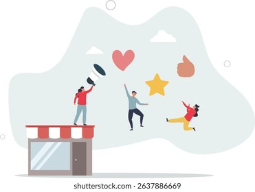 Customer loyalty or retention, marketing strategy for return customer, CRM to increase sale and satisfaction concept. character life .