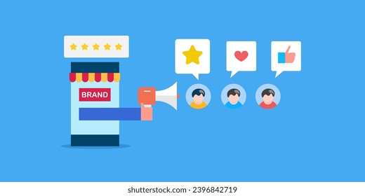 Customer loyalty, Customer retention, Customer repeating orders, Social media marketing - vector illustration with icons