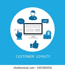 Customer loyalty satisfaction, customer feedback and ratings flat vector illustration design.