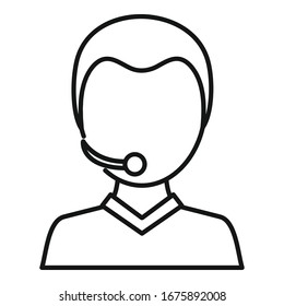 Customer man support icon. Outline customer man support vector icon for web design isolated on white background