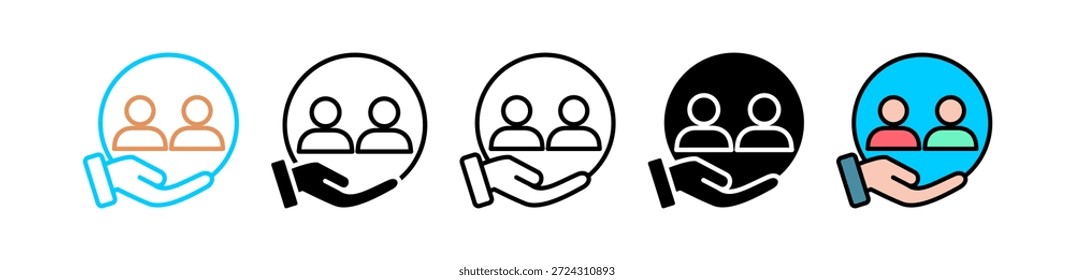 Illustration zum Symbolsatz für die Kundenverwaltung mit mehreren Stilen