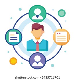 Customer management reconciliation line vector illustration on white background
