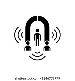Customer marketing black icon, vector sign on isolated background. Customer marketing concept symbol, illustration 
