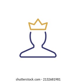 Customer membership client crown icon. VIP member king pictogram stroke person membership premium service
