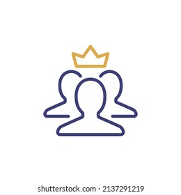 Customer membership client crown icon. VIP member king pictogram stroke person membership premium service