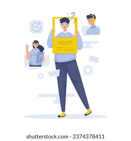 Customer need help, support center vector illustration