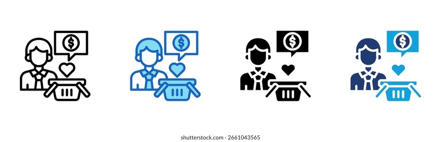 Ícone de necessidade do cliente Ilustração de vetor de vários estilos