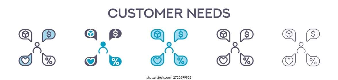 Customer Needs Element For Design Graphic - Multi Styles. Vector Illustration Of Two Colored And Black. Multiple Icons Designs Can Be Used For Mobile, Ui, Web
