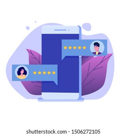 Customer  online rating, review concept.  Usability Evaluation. Feedback,  Rating  concept, Reputation management. Vector illustration