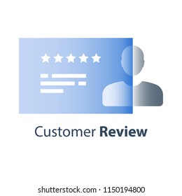 Customer online review, user experience, positive feedback, loyalty program, thumb up, opinion rate, quality survey, vector icon, flat illustration