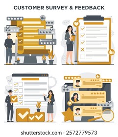 customer online survey and feedback concept reviews to enhance service quality and user satisfaction