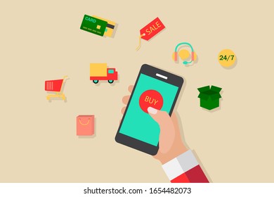 The customer orders the product in the online store via telephone
