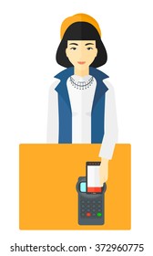 Customer paying using smartphone.