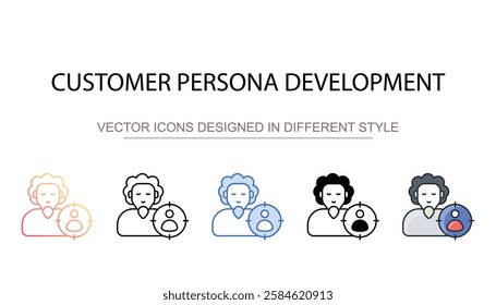 Customer Persona Development icon design with white background stock illustration