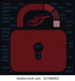 Customer Personal Safety and Privacy Icon with an Eye in Padlock over Digital Background
