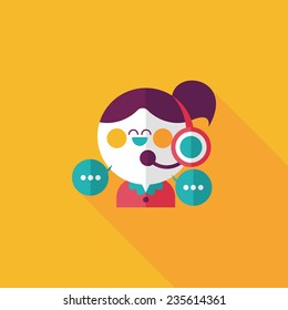 customer phone service flat icon with long shadow,eps10