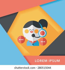 customer phone service flat icon with long shadow,eps10