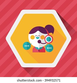 customer phone service flat icon with long shadow,eps10