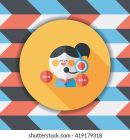 customer phone service flat icon with long shadow,eps10