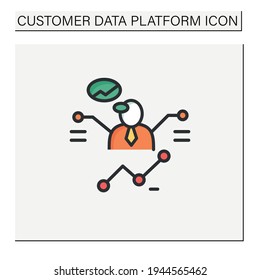 Customer predictions color icon.Forecasting process a winning business, purchase.Profitable investment. Customer data concept. Isolated vector illustration